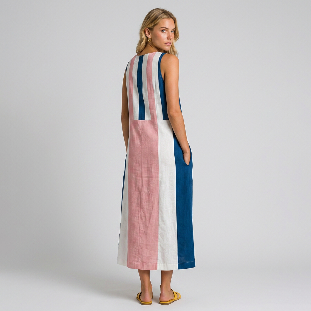 Orenvio | Women’s Contrast-Print Cotton-Linen Maxi Dress