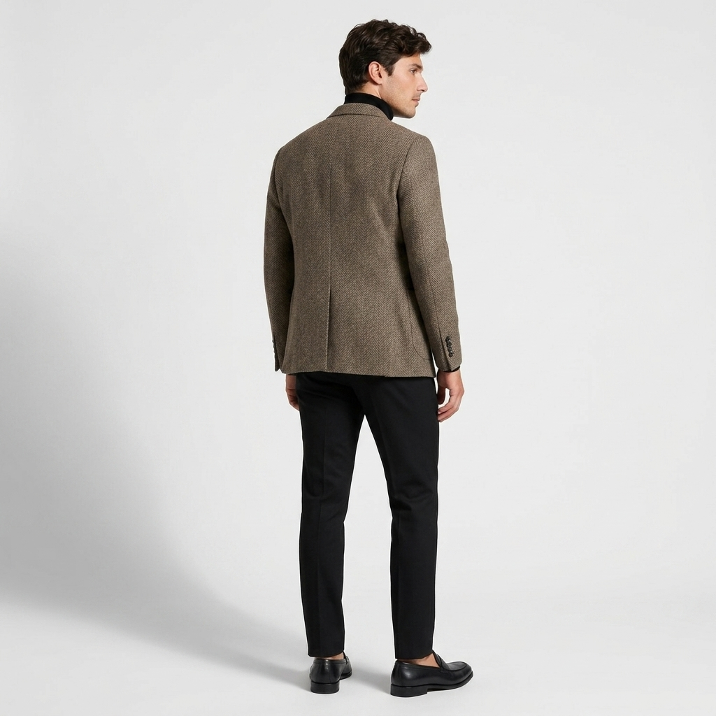 Orenvio | Men’s Herringbone Wool Blazer