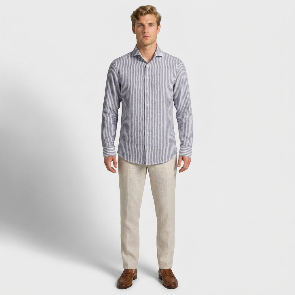 Orenvio | Men’s Striped Linen Shirt