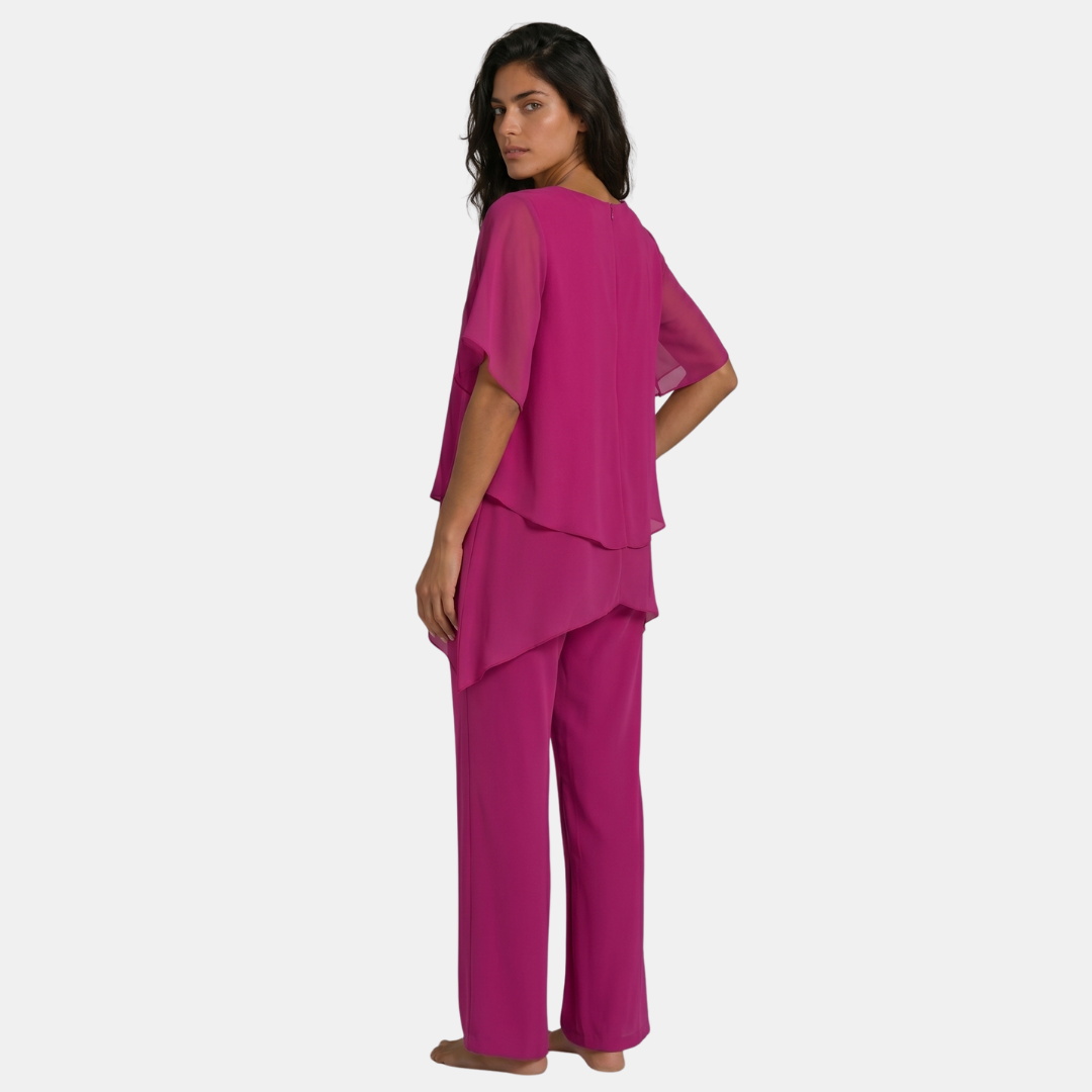 Orenvio | Women’s Asymmetrical Top & Wide-Leg Pants Set