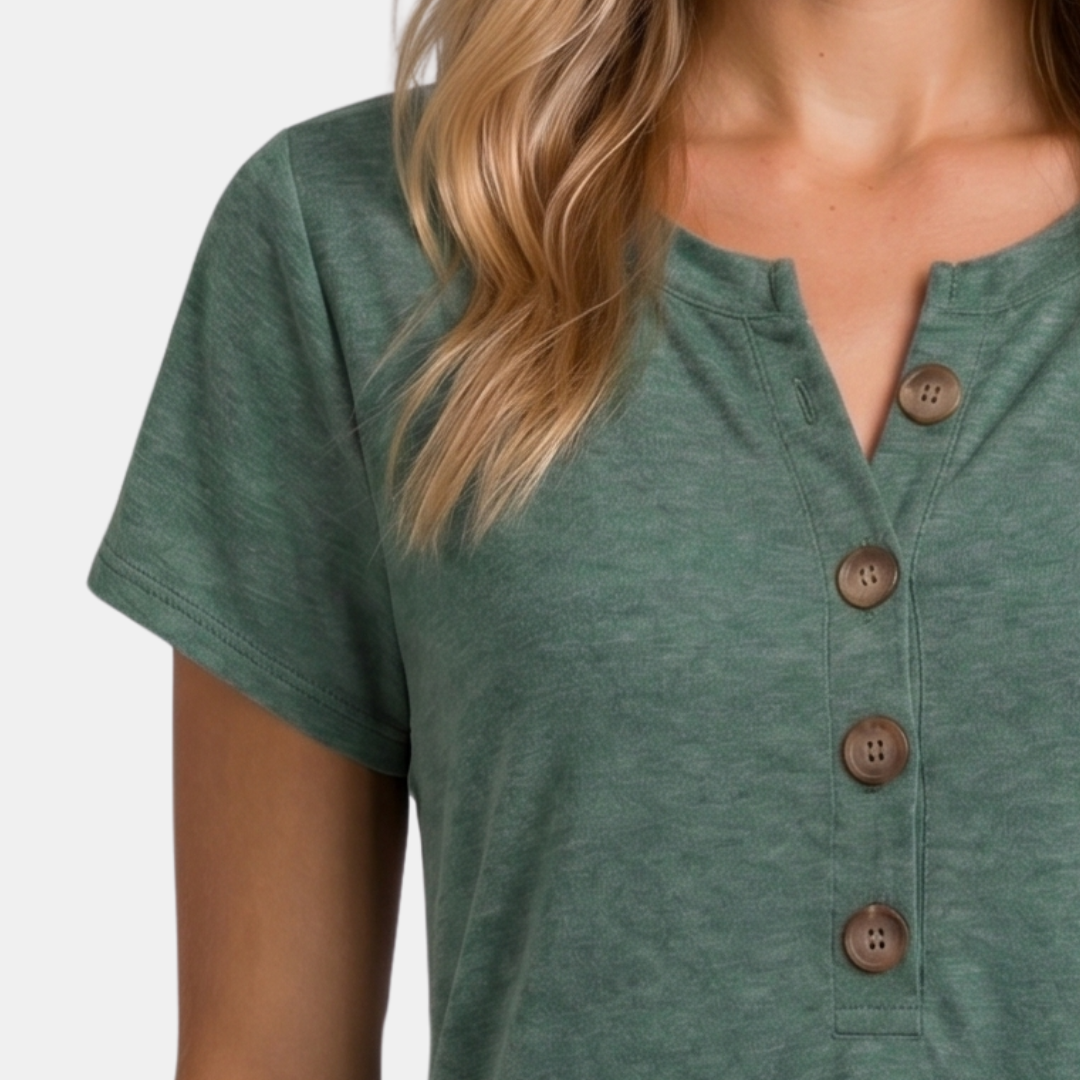 Orenvio | Women’s Button Front Short Sleeve T-Shirt