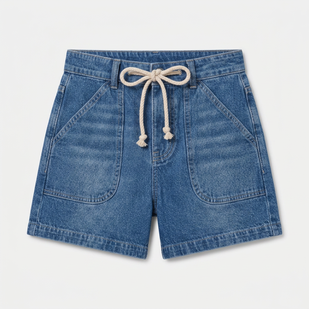 Orenvio | Women’s Drawstring High-Rise Denim Shorts