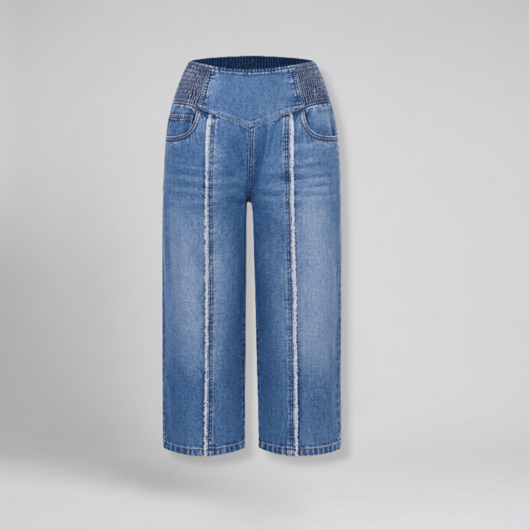 Orenvio | Women’s Elastic Waist Straight Leg Capri Jeans