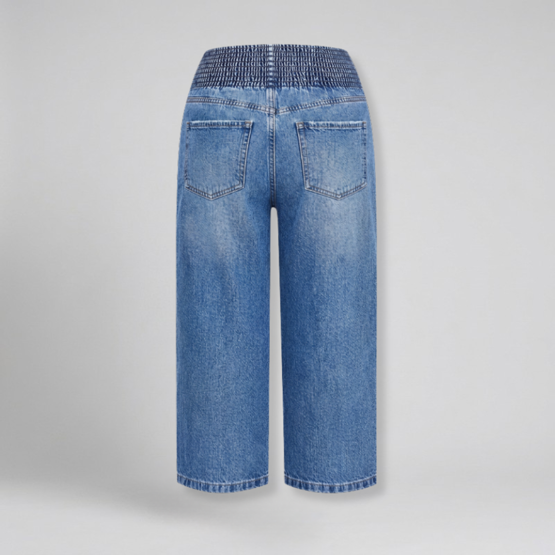 Orenvio | Women’s Elastic Waist Straight Leg Capri Jeans
