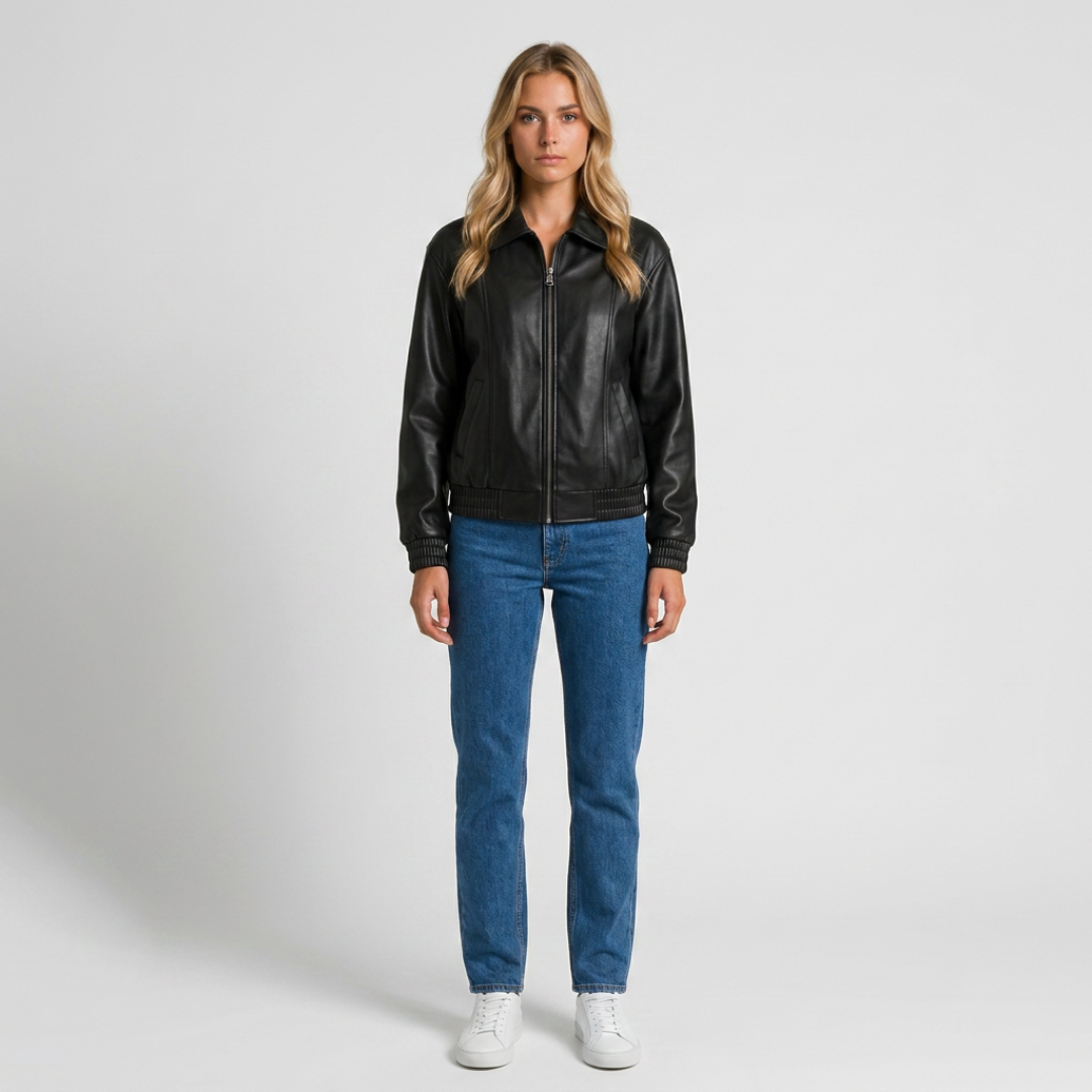 Orenvio | Women’s Faux Leather Classic Moto Jacket