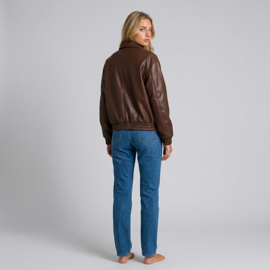 Orenvio | Women’s Faux Leather Classic Moto Jacket