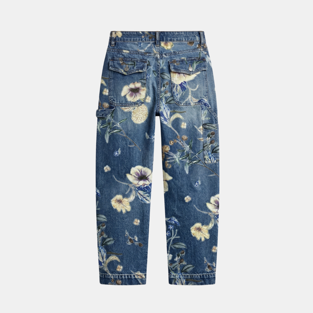 Orenvio | Women’s Floral Barrel Leg Crop Jeans