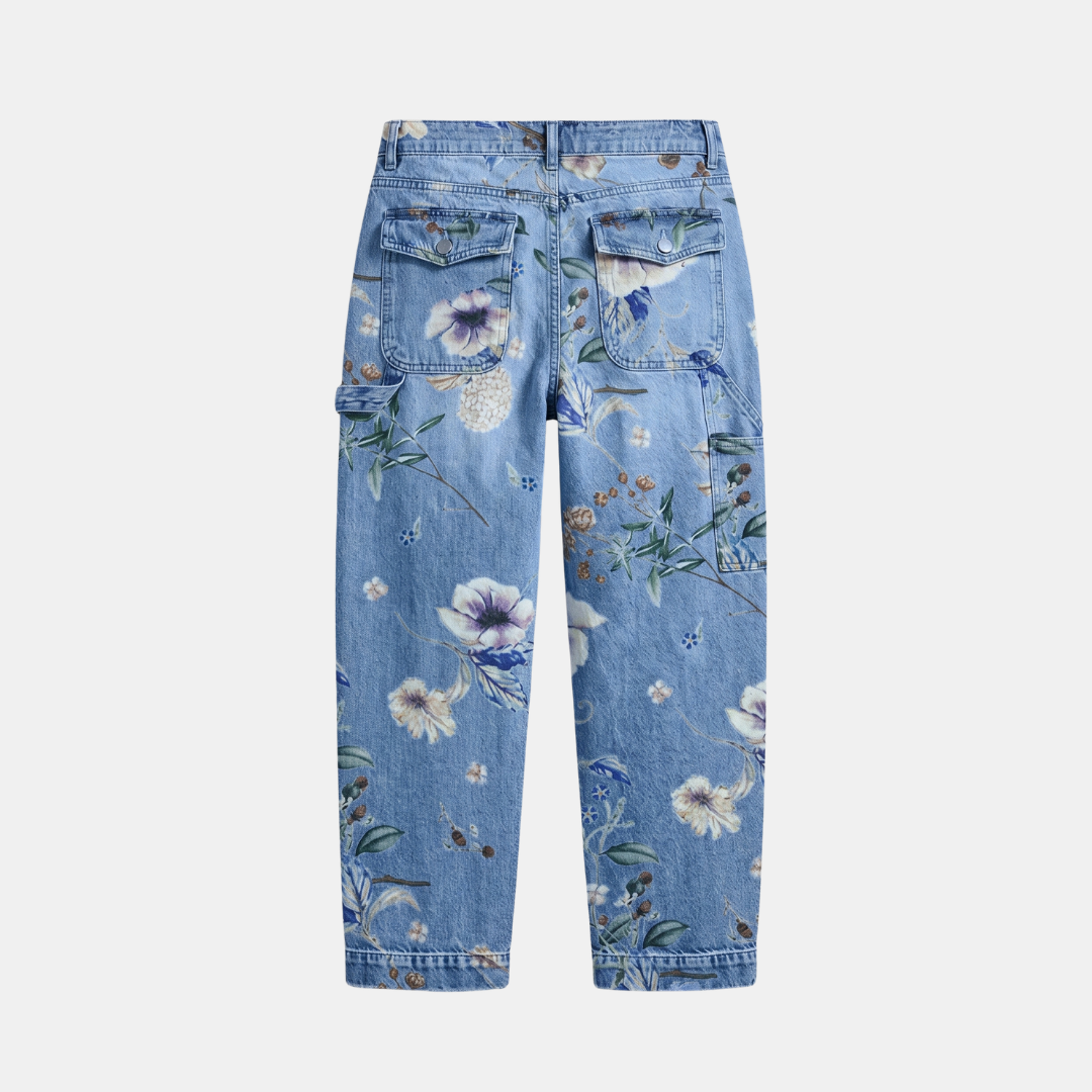 Orenvio | Women’s Floral Barrel Leg Crop Jeans