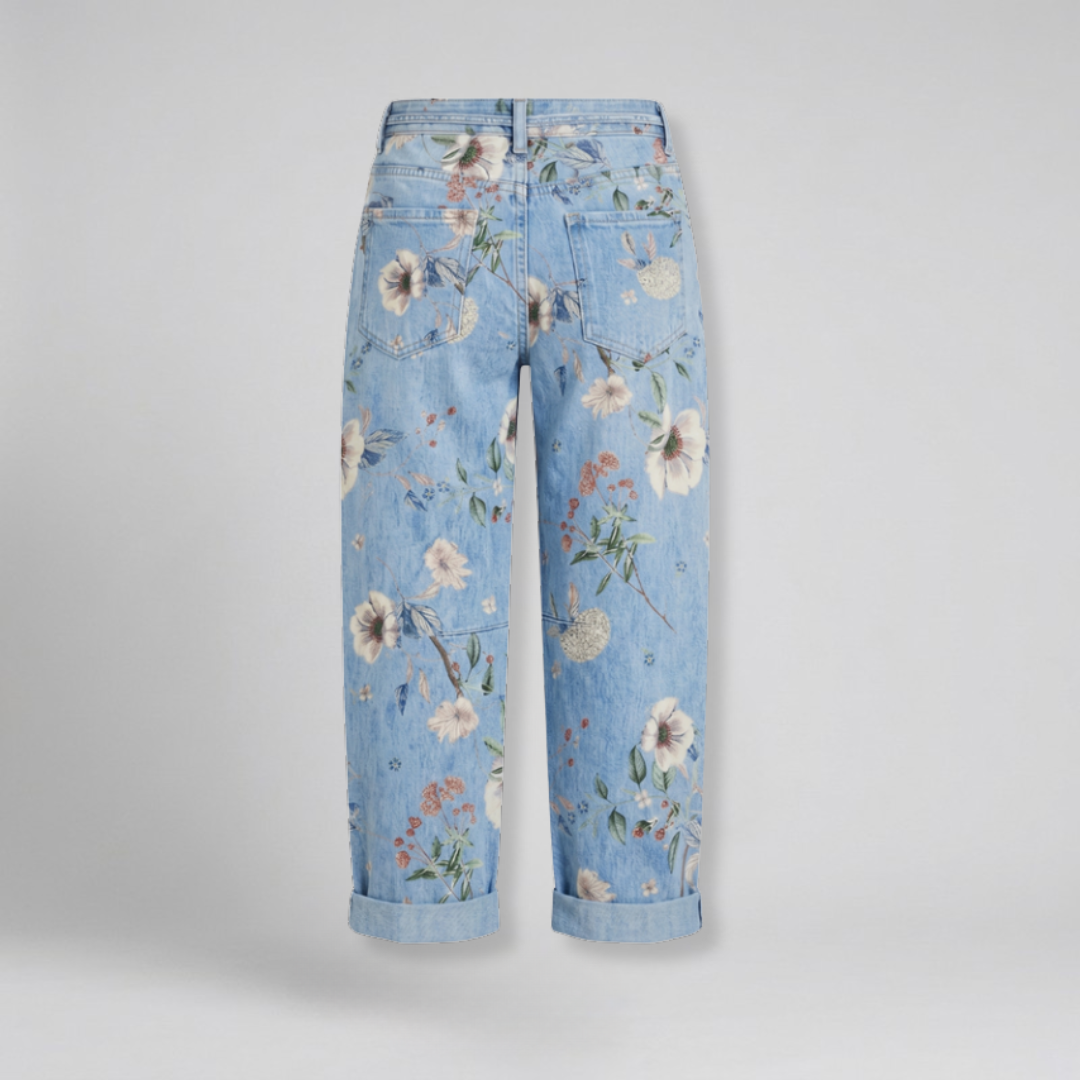 Orenvio | Women’s Floral Drawstring Capri Jeans