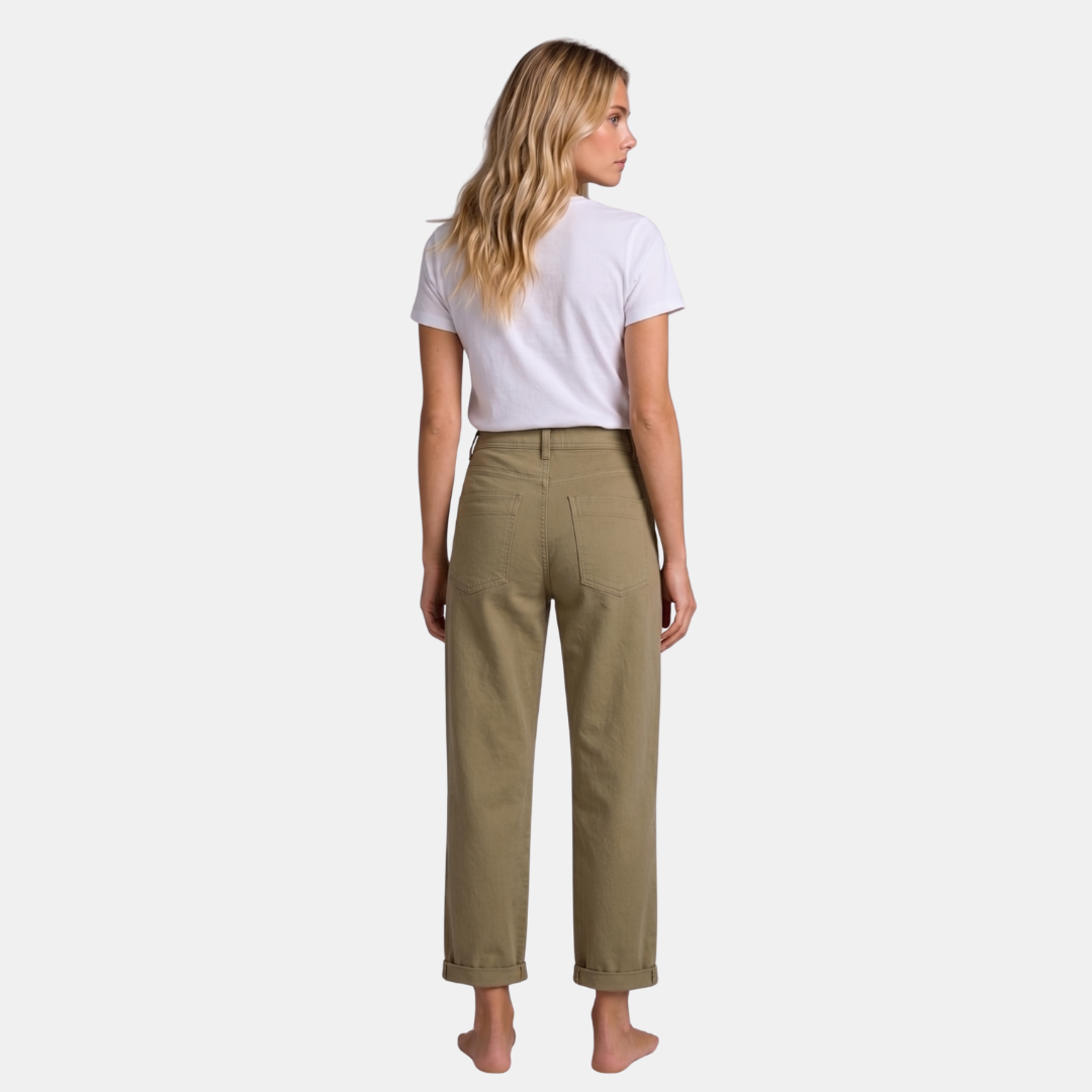 Orenvio | Women’s High-Rise Straight-Leg Crop Trousers