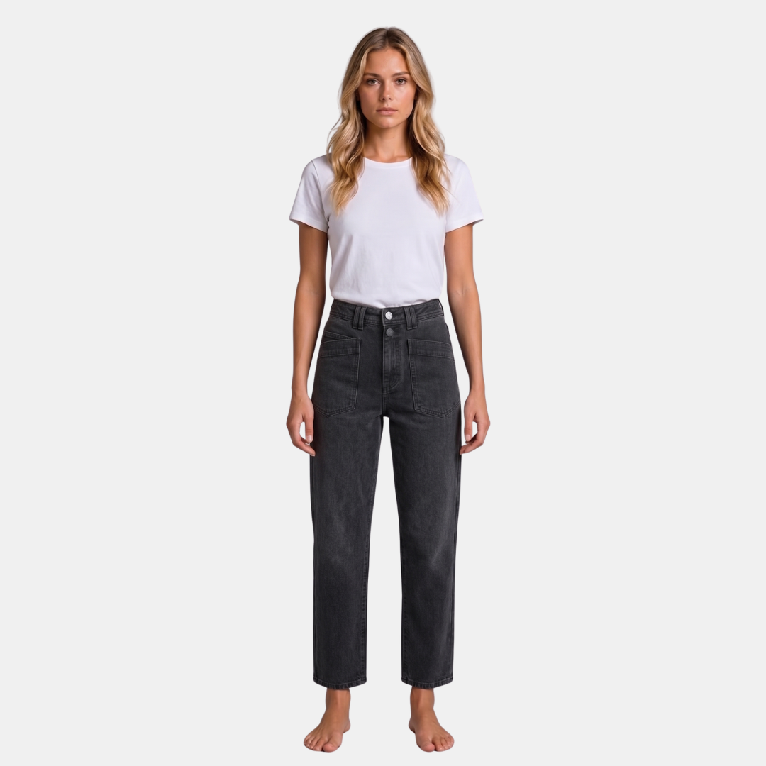Orenvio | Women’s High-Rise Straight-Leg Crop Trousers