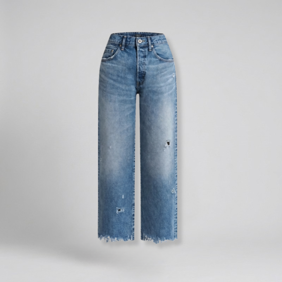 Orenvio | Women’s High-Waist Wide-Leg Distressed Jeans