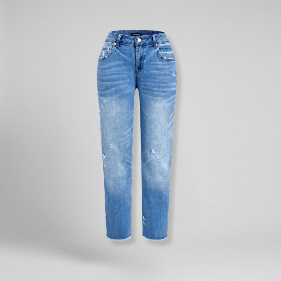 Orenvio | Women’s Mid-Waist Straight-Leg Crop Jeans