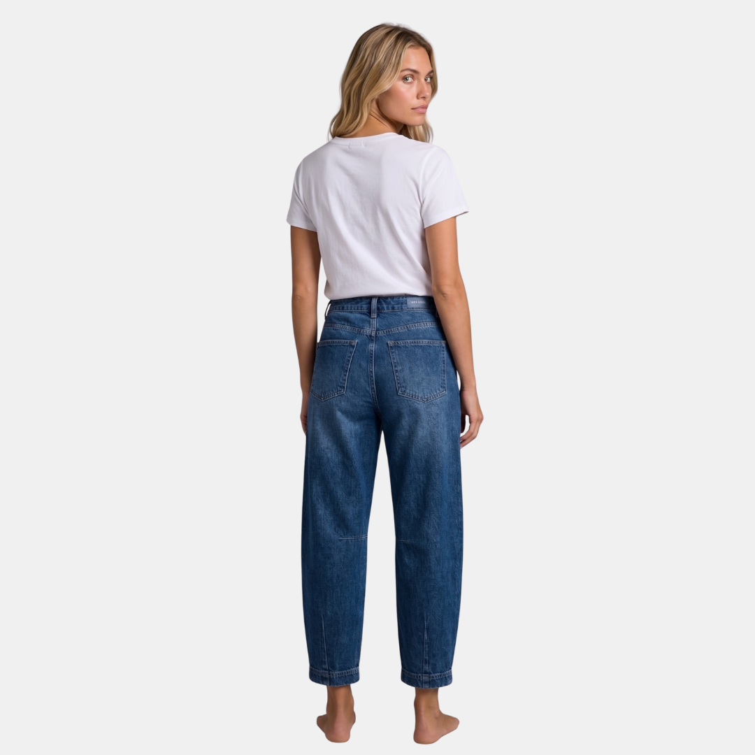 Orenvio | Women’s Mid Rise Barrel Leg Crop Jeans