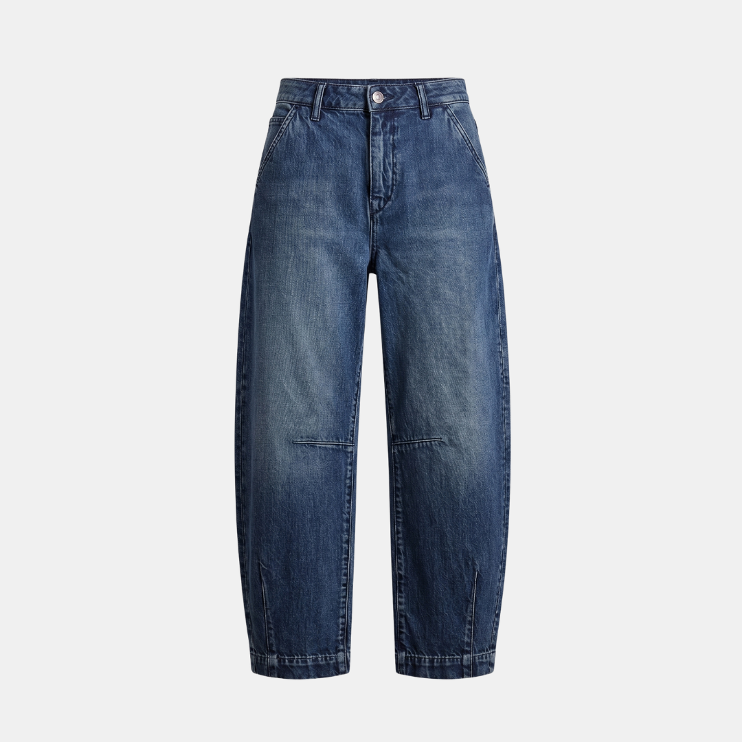 Orenvio | Women’s Mid Rise Barrel Leg Crop Jeans