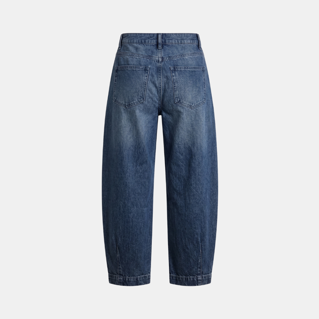 Orenvio | Women’s Mid Rise Barrel Leg Crop Jeans