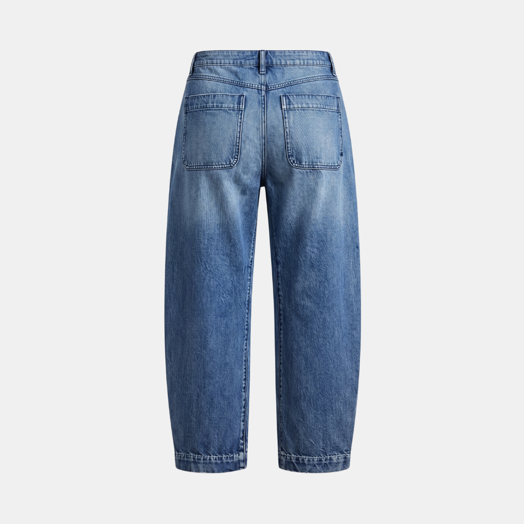 Orenvio | Women’s Mid Rise Barrel Leg Crop Jeans