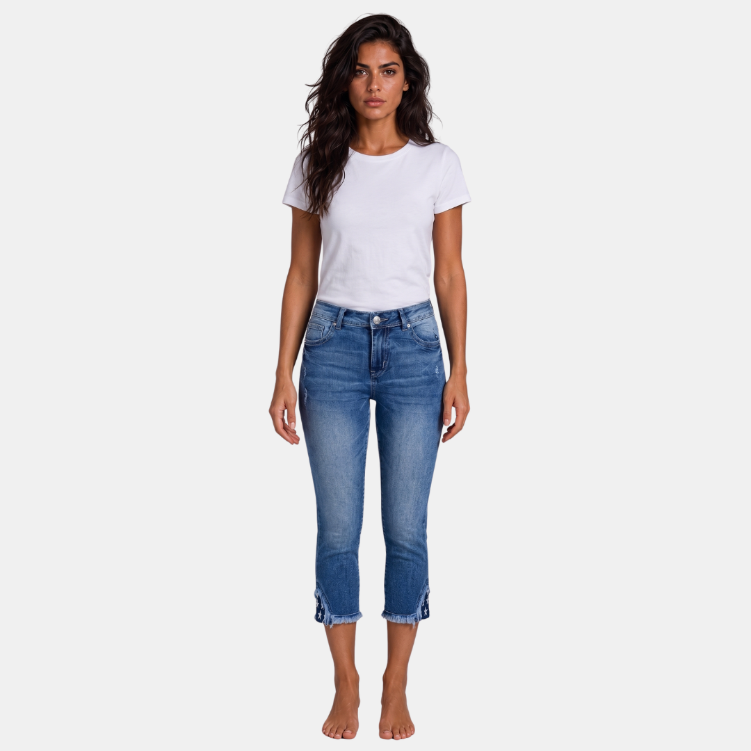 Orenvio | Women’s Mid-Waist Skinny Capri Jeans