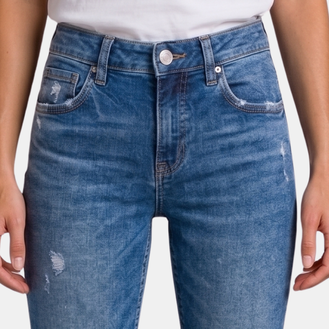 Orenvio | Women’s Mid-Waist Straight-Leg Crop Jeans