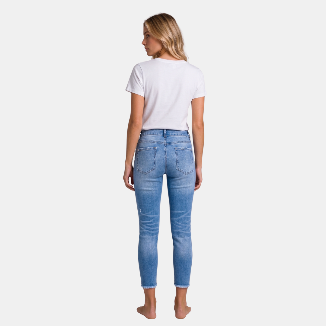Orenvio | Women’s Mid-Waist Straight-Leg Crop Jeans