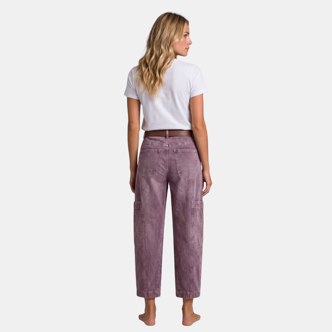 Orenvio | Women’s Multi-Pocket High Waist Crop Trousers