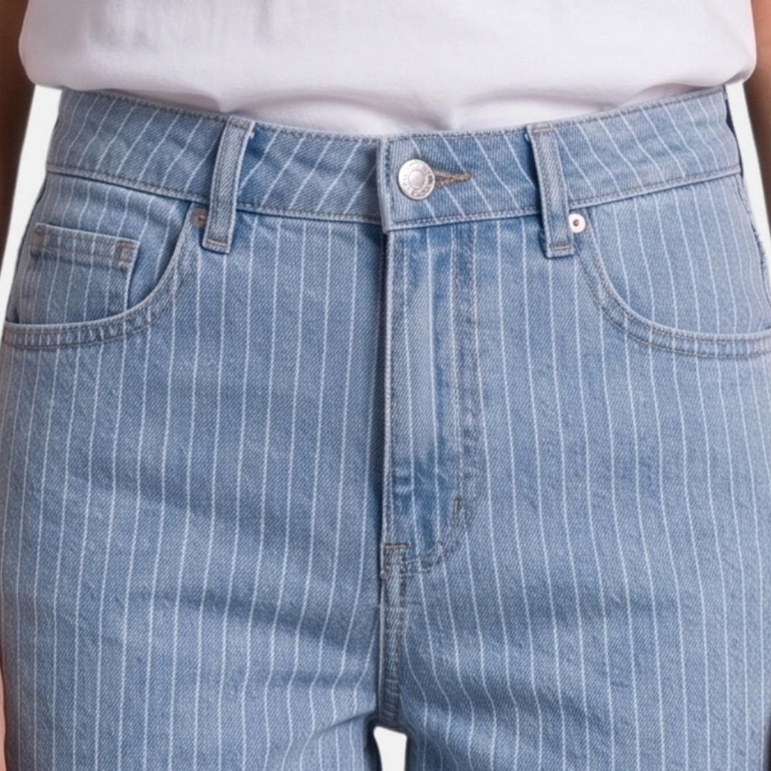 Orenvio | Women’s Pinstriped High-Waist Bermuda Shorts