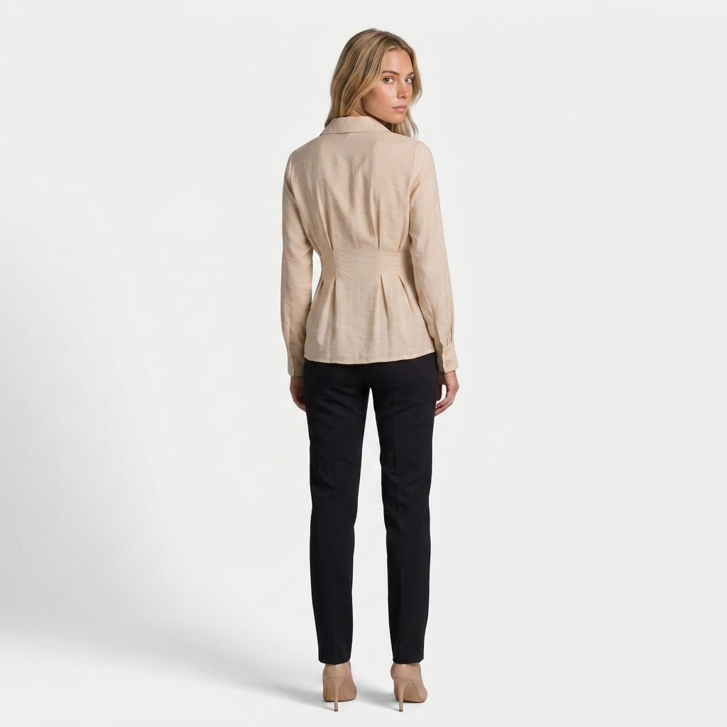 Orenvio | Women’s Ruched Waist Button-Front Shirt