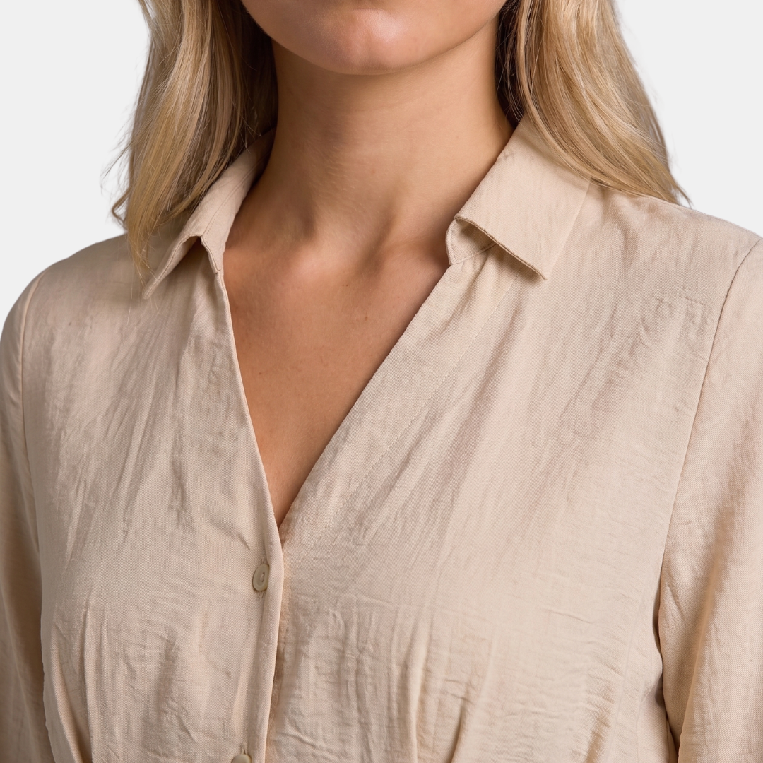 Orenvio | Women’s Ruched Waist Button-Front Shirt