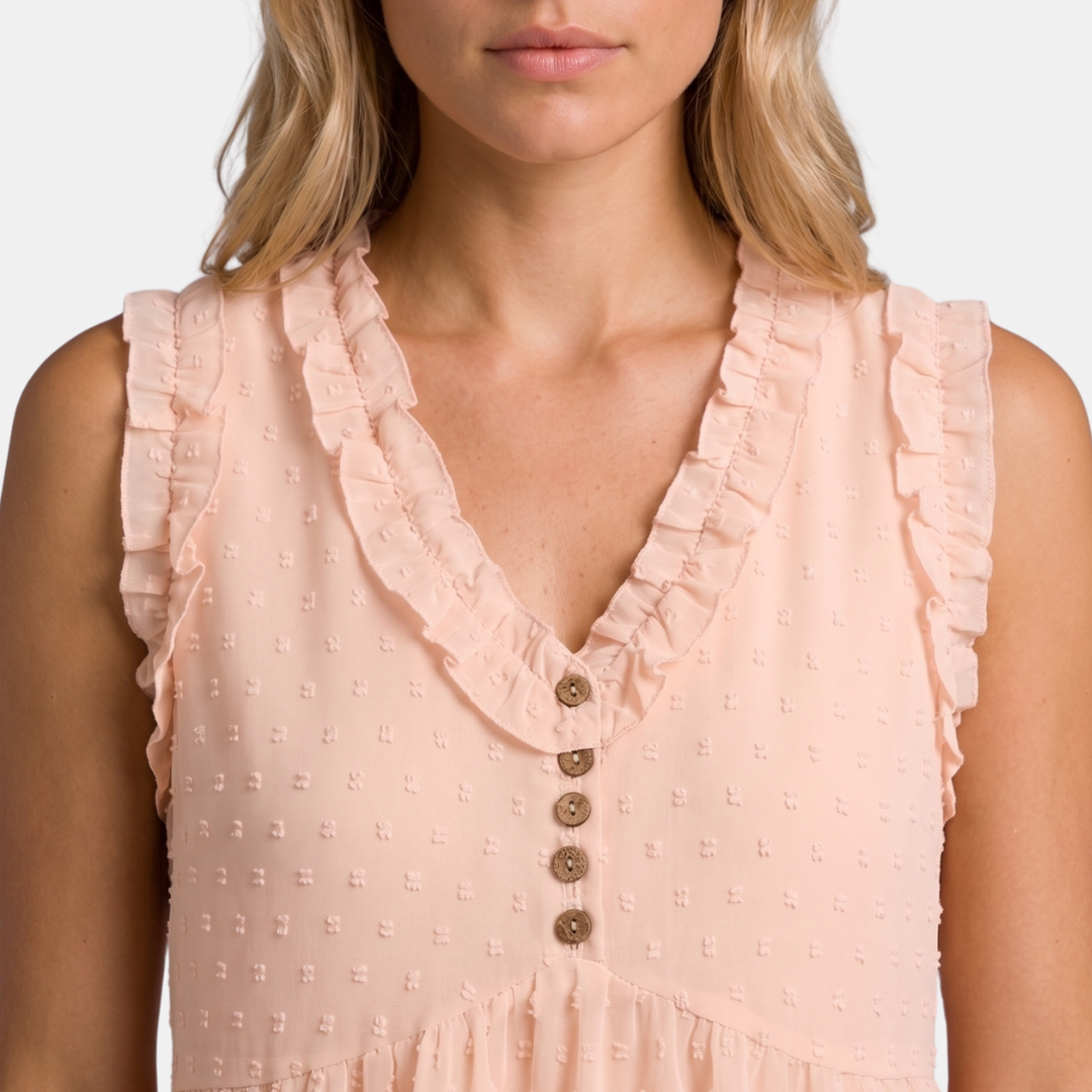 Orenvio | Women’s Swiss Dot Ruffle Tank Top