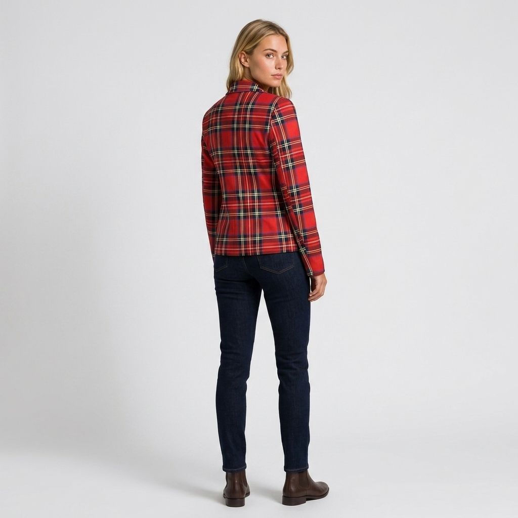 Orenvio | Women’s Tartan Double-Breasted Blazer