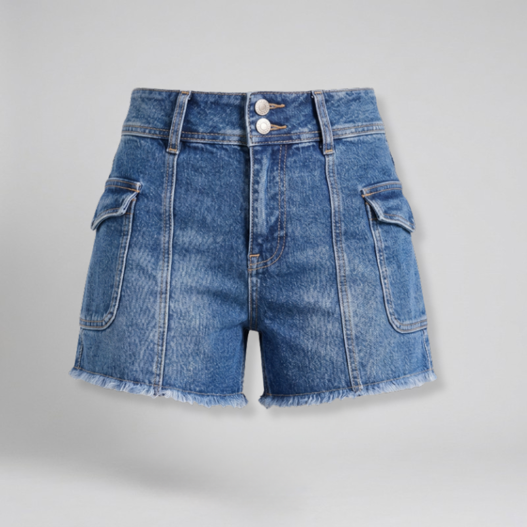 Orenvio | Women’s Washed Raw-Hem Denim Shorts