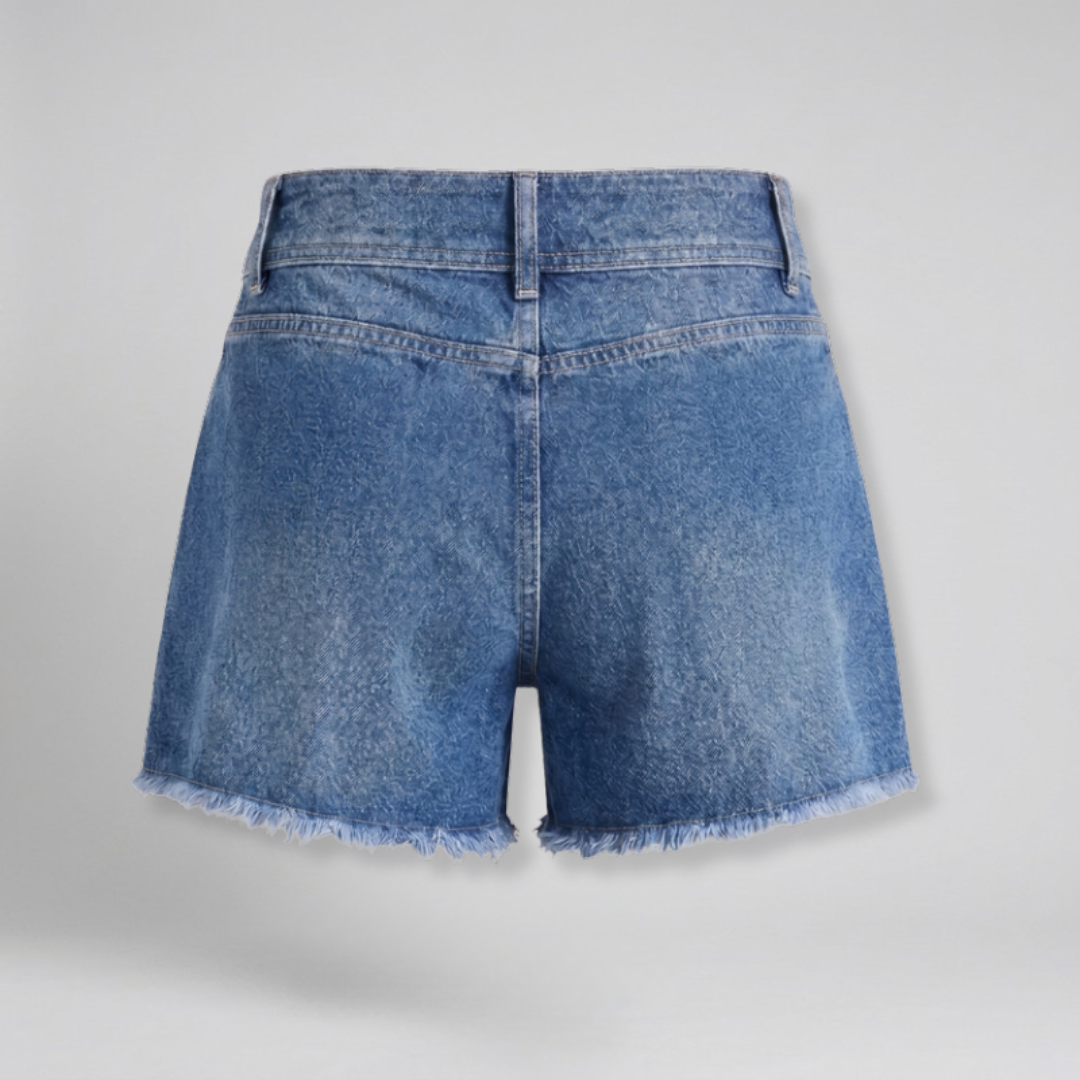 Orenvio | Women’s Washed Raw-Hem Denim Shorts