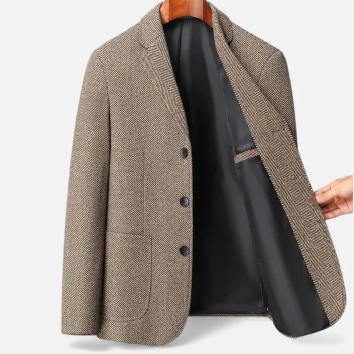 Orenvio | Men’s Herringbone Wool Blazer