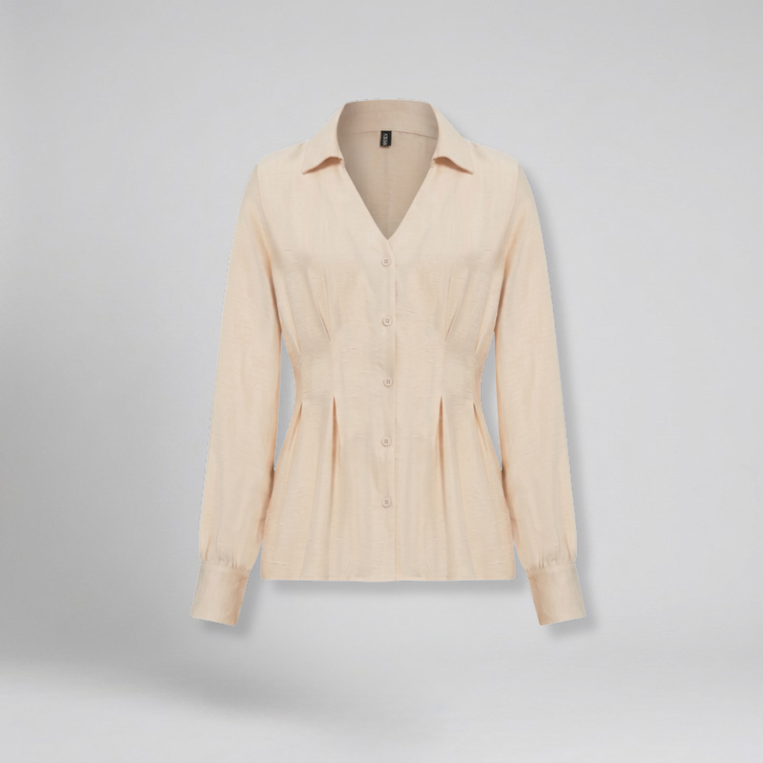 Orenvio | Women’s Ruched Waist Button-Front Shirt