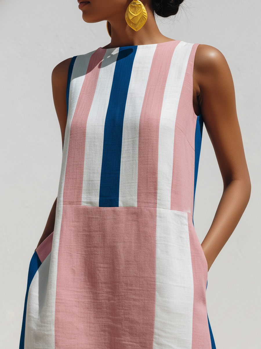 Orenvio | Women’s Contrast-Print Cotton-Linen Maxi Dress