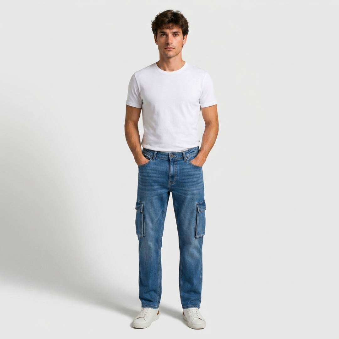 Orenvio | Men’s Baggy Cargo Denim Jeans