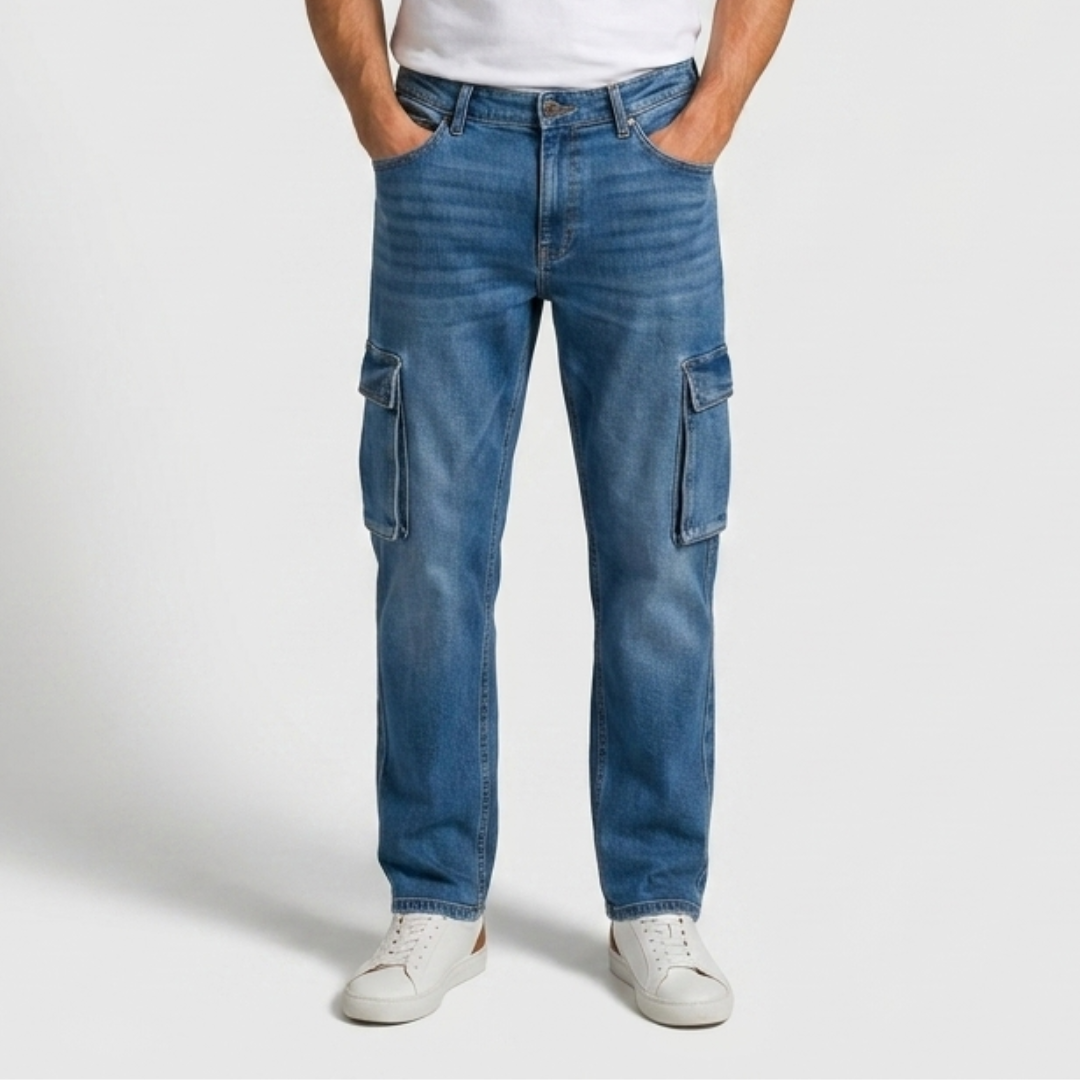 Orenvio | Men’s Baggy Cargo Denim Jeans