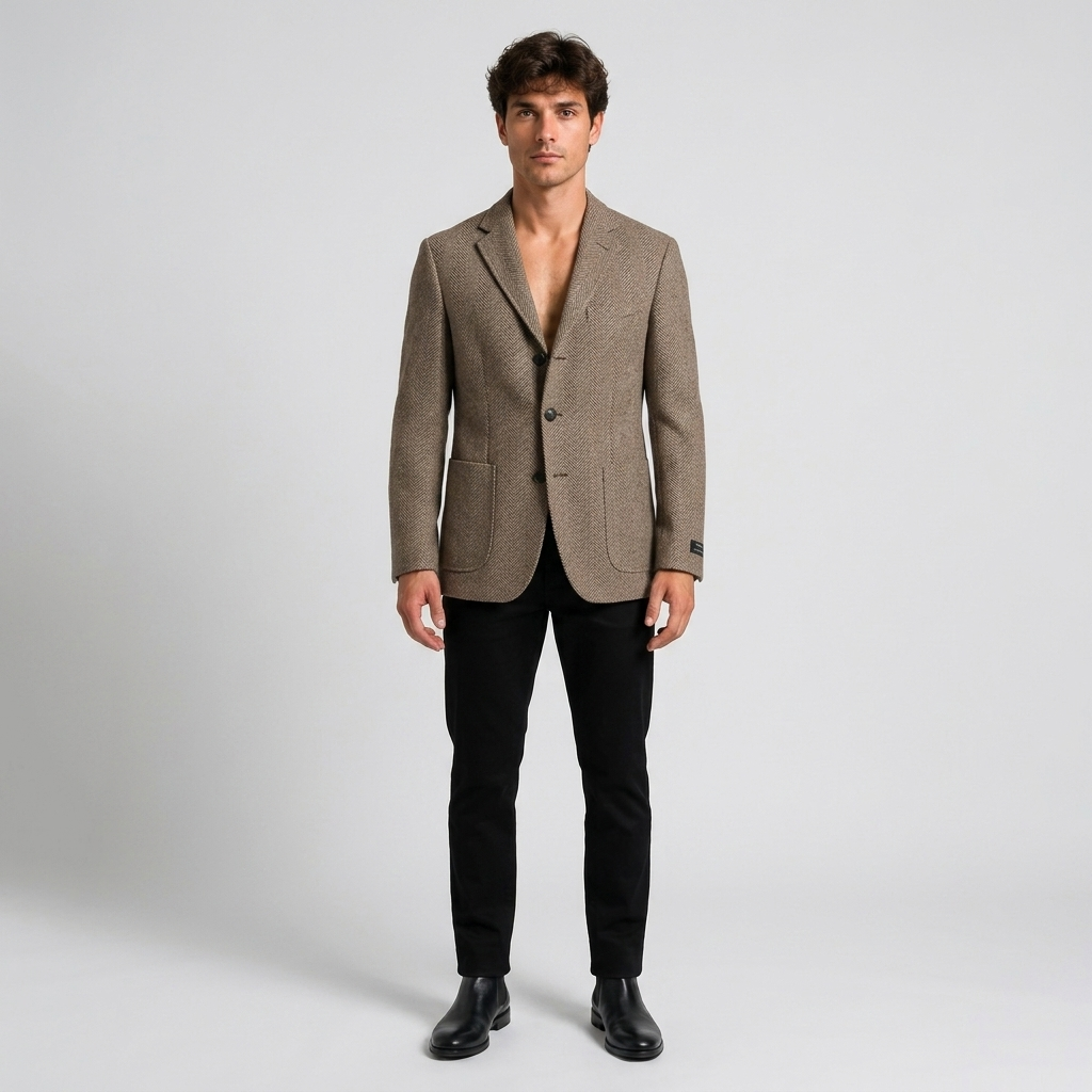 Orenvio | Men’s Herringbone Wool Blazer