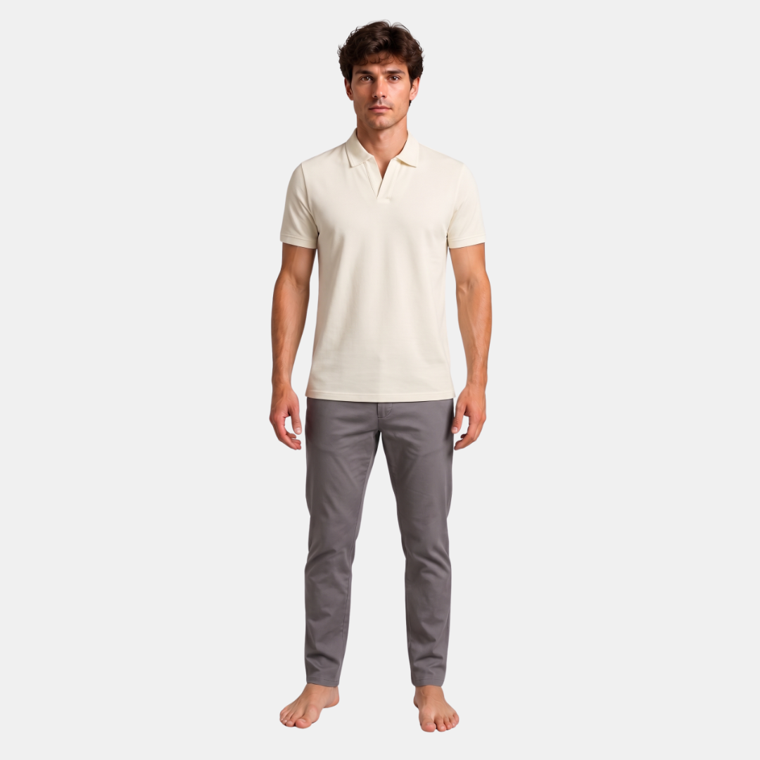 Orenvio | Men’s Open-Collar Cotton Polo Shirt