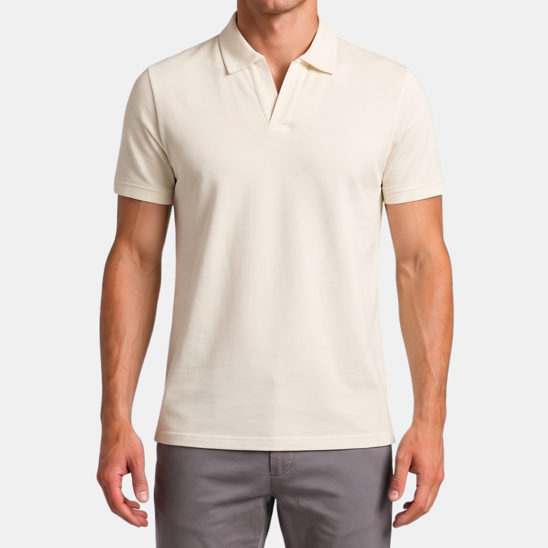 Orenvio | Men’s Open-Collar Cotton Polo Shirt