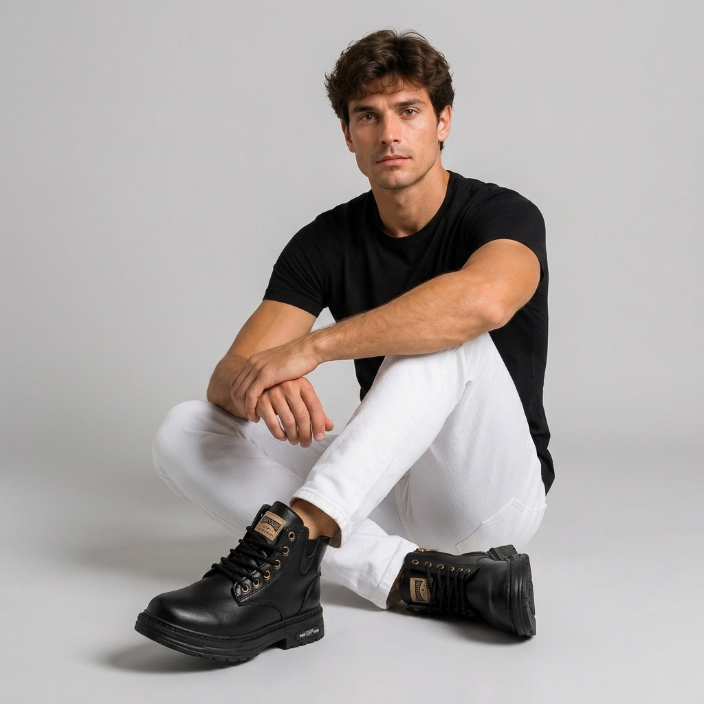 Orenvio | Men’s Vintage Boots – Classic Short Lace‑Up