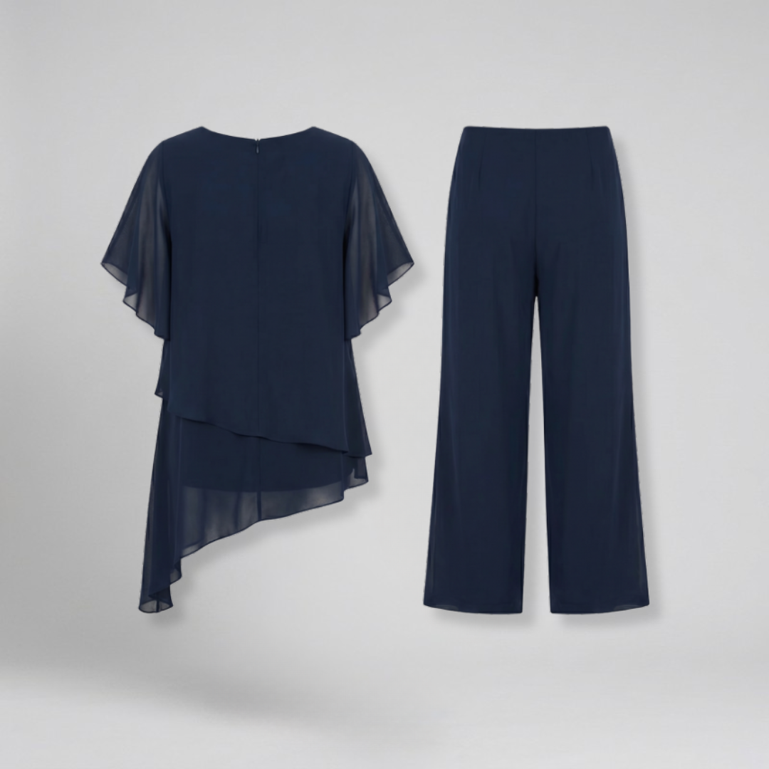 Orenvio | Women’s Asymmetrical Top & Wide-Leg Pants Set