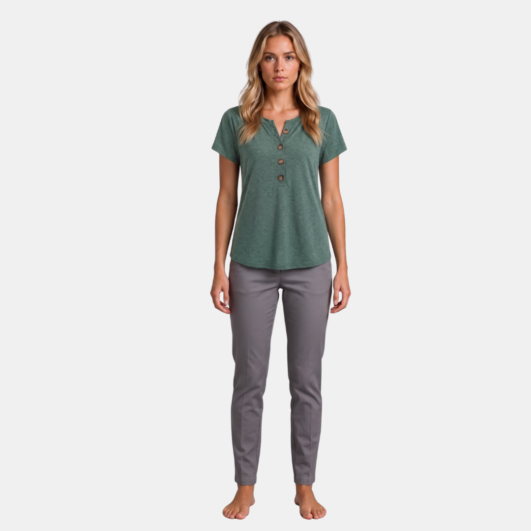 Orenvio | Women’s Button Front Short Sleeve T-Shirt