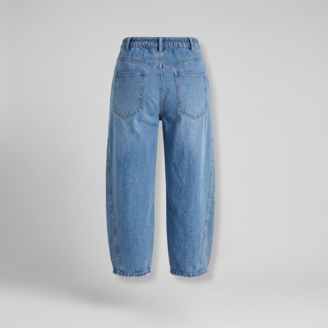 Orenvio | Women’s Drawstring Barrel Leg Capri Jeans