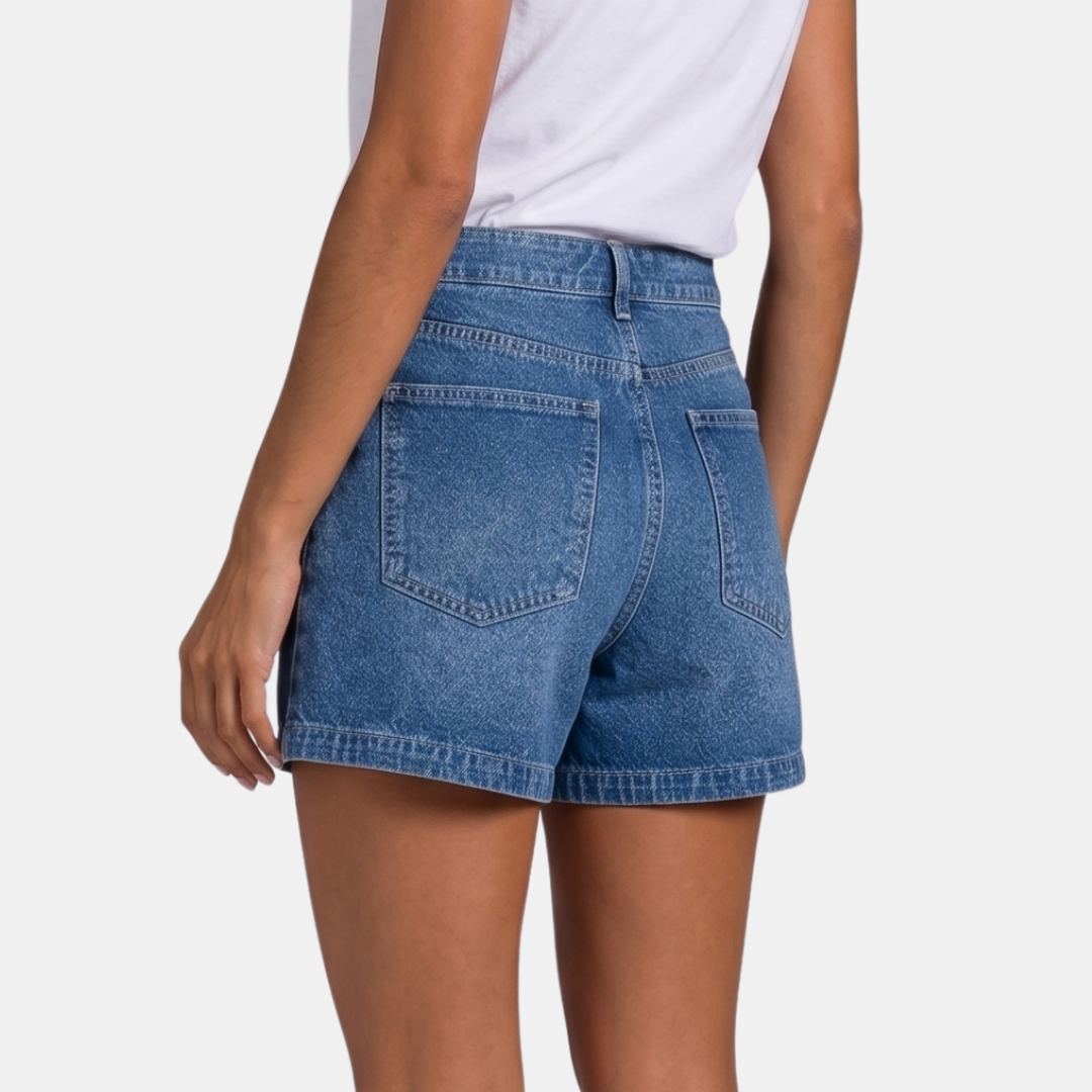 Orenvio | Women’s Drawstring High-Rise Denim Shorts