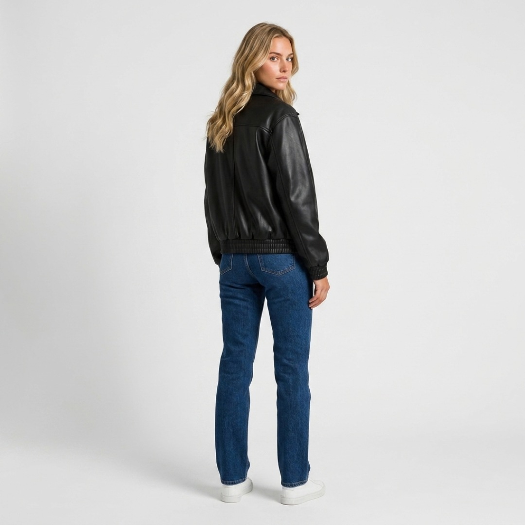Orenvio | Women’s Faux Leather Classic Moto Jacket