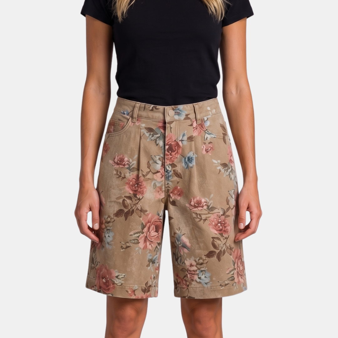 Orenvio | Women’s Floral High Rise Bermuda Shorts