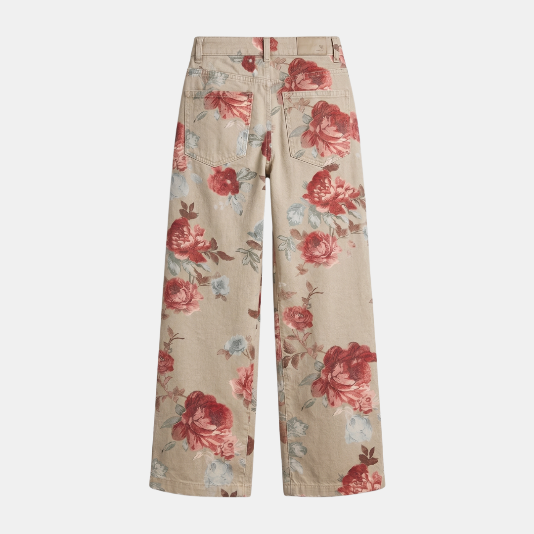Orenvio | Women’s Floral High Rise Straight Leg Trousers