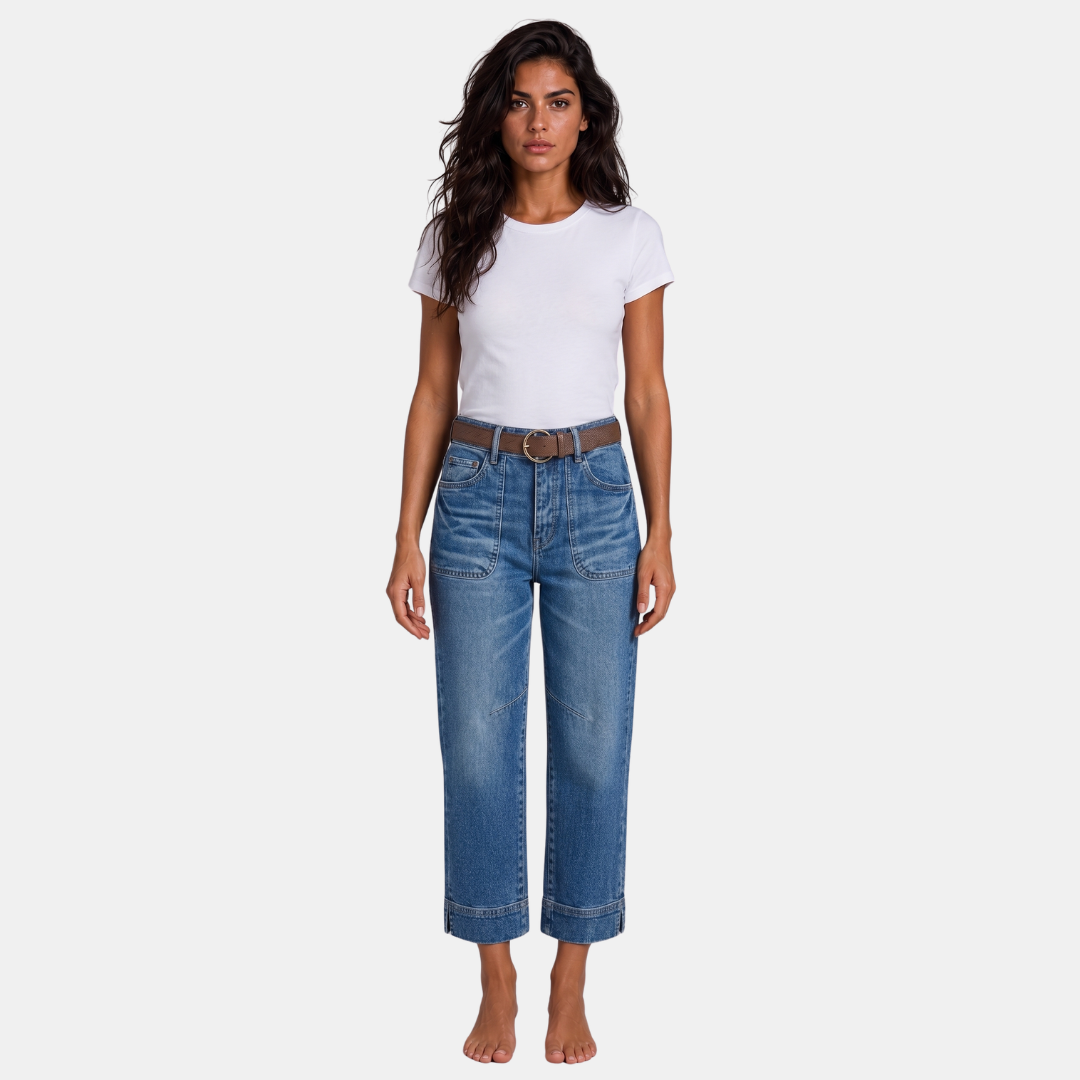 Orenvio | Women’s High Rise Straight Leg Crop Jeans