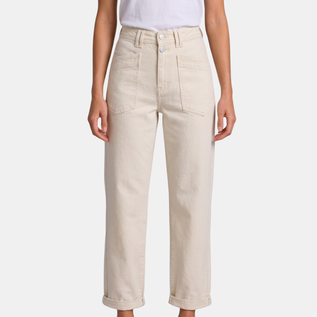 Orenvio | Women’s High-Rise Straight-Leg Crop Trousers